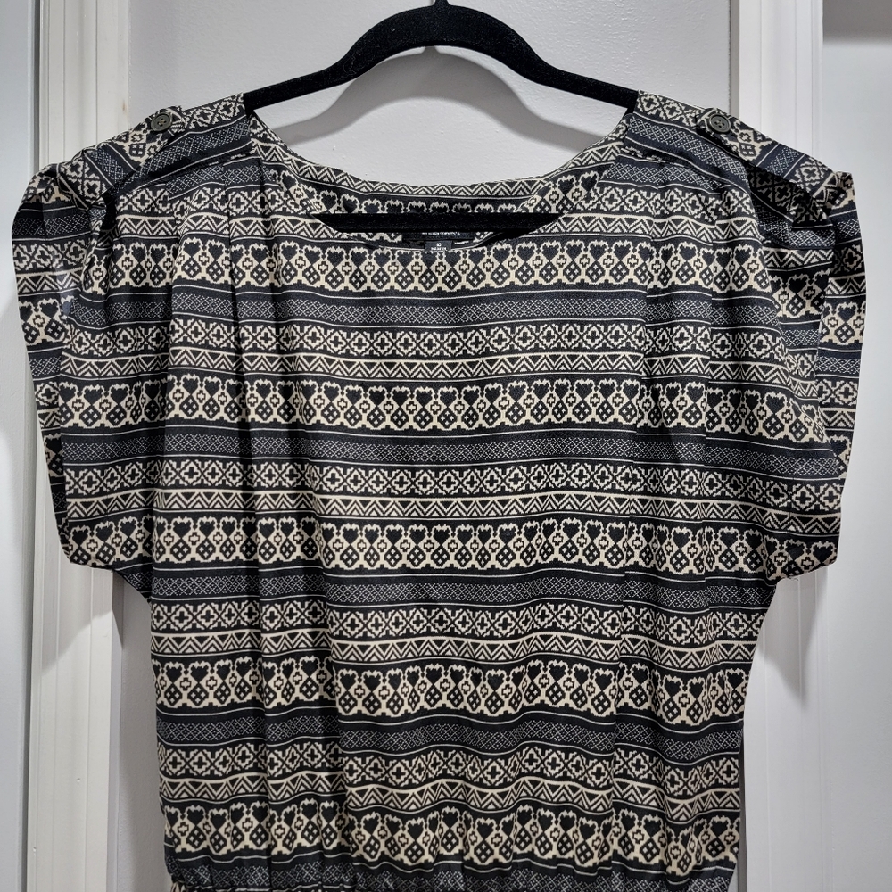 Allen B Pattern Shirt Dress with Smocked Waist - Picture 3 of 15